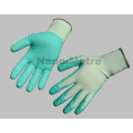 NMSAFETY 13 gauge green polyester liner coated green water PU on palm gloves